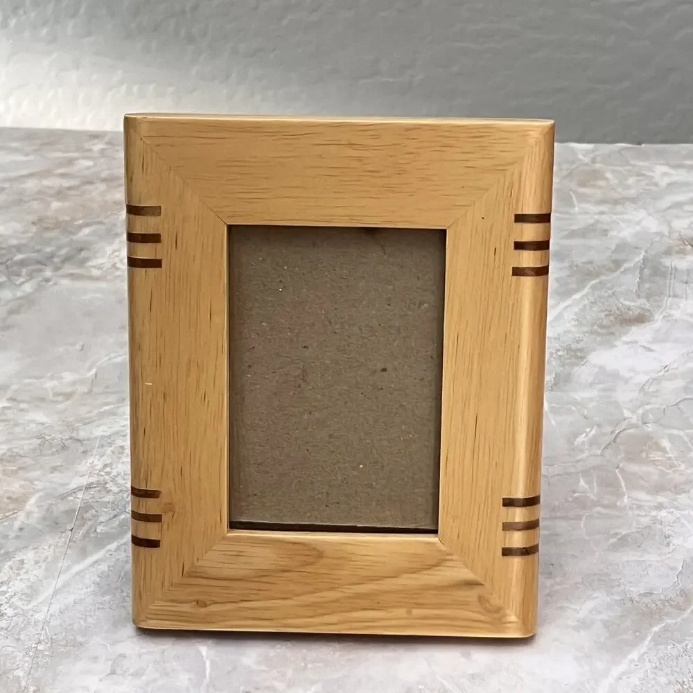 Vtg Art Deco Wooden Picture Frame Handcrafted Light Grain Marquetry Inlay MCM